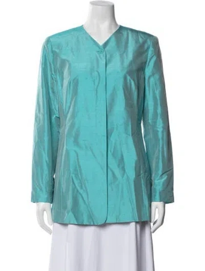 Pre-owned Neiman Marcus Silk Jacket In Blue