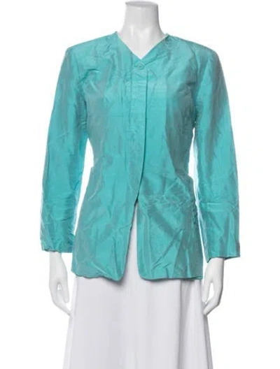 Pre-owned Neiman Marcus Silk Jacket In Blue
