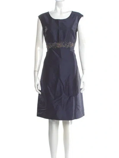 Pre-owned Neiman Marcus Silk Knee-length Dress In Blue