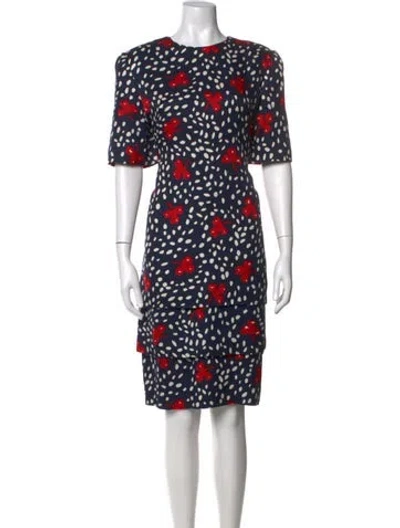 Pre-owned Neiman Marcus Silk Knee-length Dress In Blue