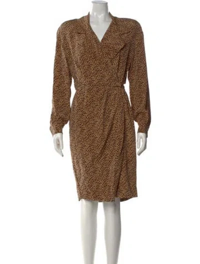Pre-owned Neiman Marcus Silk Knee-length Dress In Brown