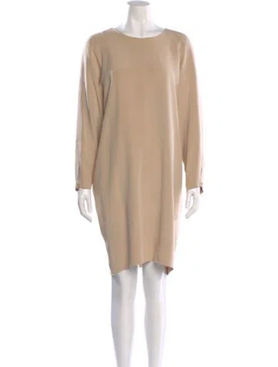 Pre-owned Neiman Marcus Silk Knee-length Dress In Neutral