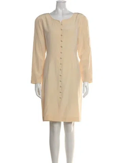 Pre-owned Neiman Marcus Silk Knee-length Dress In Neutral