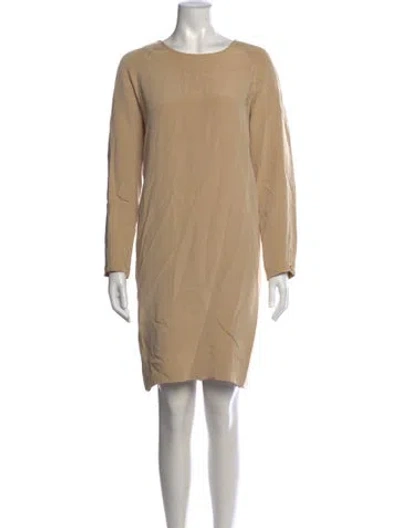 Pre-owned Neiman Marcus Silk Knee-length Dress In Neutrals