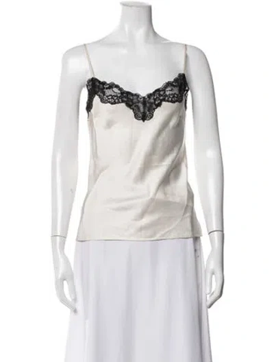 Pre-owned Neiman Marcus Silk Lace Pattern Pajamas In Neutrals