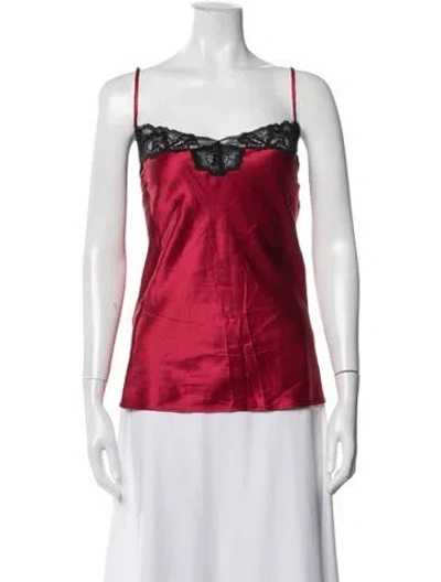 Pre-owned Neiman Marcus Silk Lace Pattern Pajamas In Red