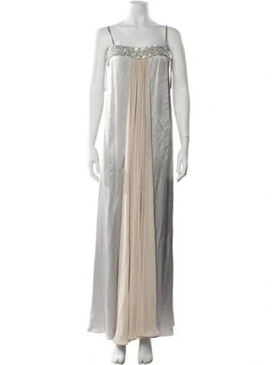 Pre-owned Neiman Marcus Silk Long Dress In Neutral