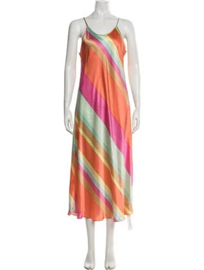 Pre-owned Neiman Marcus Silk Long Dress In Orange