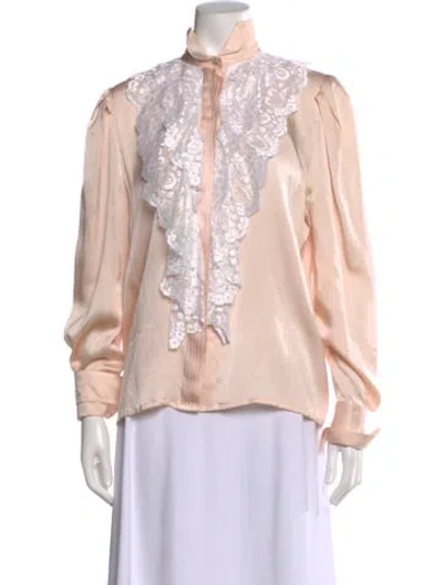 Pre-owned Neiman Marcus Silk Long Sleeve Blouse In Neutral