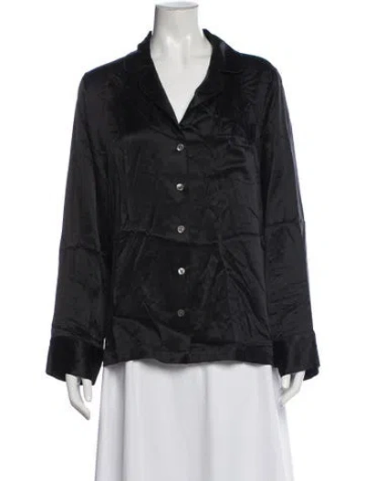 Pre-owned Neiman Marcus Silk Long Sleeve Button-up Top In Black