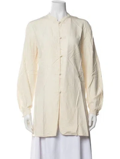 Pre-owned Neiman Marcus Silk Long Sleeve Top In Neutrals