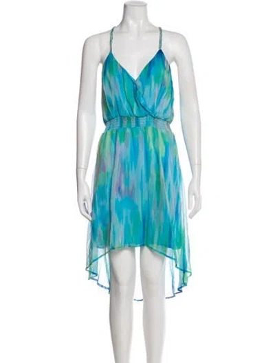 Pre-owned Neiman Marcus Silk Midi Length Dress In Blue