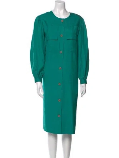 Pre-owned Neiman Marcus Silk Midi Length Dress In Green