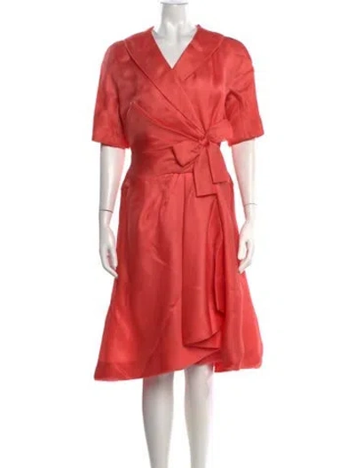 Pre-owned Neiman Marcus Silk Midi Length Dress In Orange