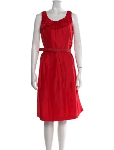 Pre-owned Neiman Marcus Silk Midi Length Dress In Red