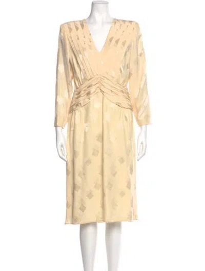 Pre-owned Neiman Marcus Silk Midi Length Dress In Yellow
