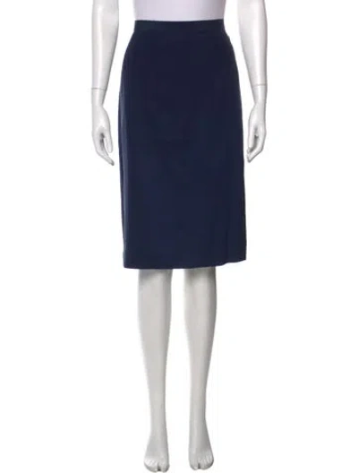 Pre-owned Neiman Marcus Silk Midi Length Skirt In Blue