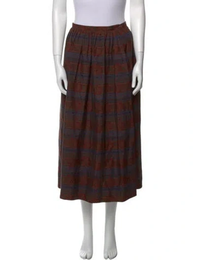 Pre-owned Neiman Marcus Silk Midi Length Skirt In Brown