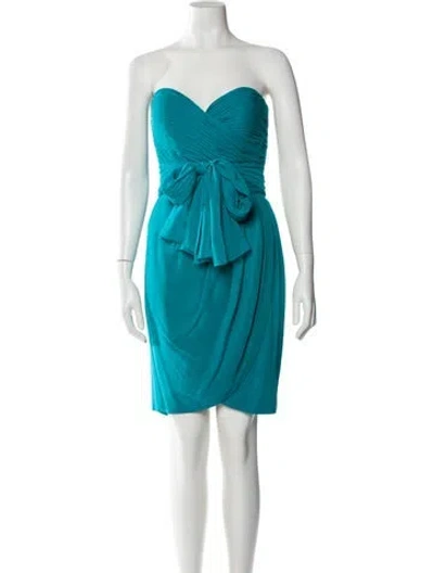 Pre-owned Neiman Marcus Silk Mini Dress In Blue