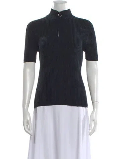 Pre-owned Neiman Marcus Silk Mock Neck Sweater In Black