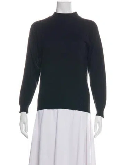Pre-owned Neiman Marcus Silk Mock Neck Sweater In Black