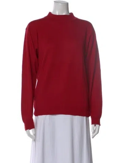 Pre-owned Neiman Marcus Silk Mock Neck Sweater In Red