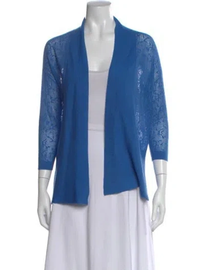 Pre-owned Neiman Marcus Silk Open Front Sweater In Blue