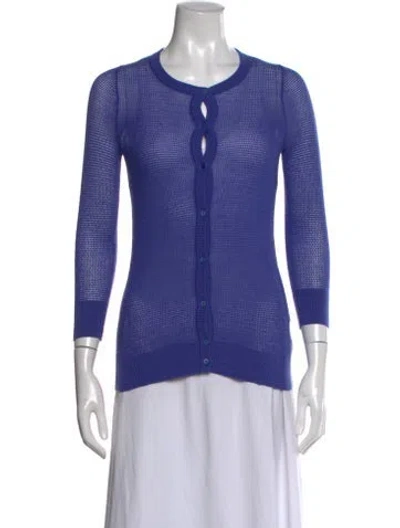 Pre-owned Neiman Marcus Silk Open Front Sweater In Blue