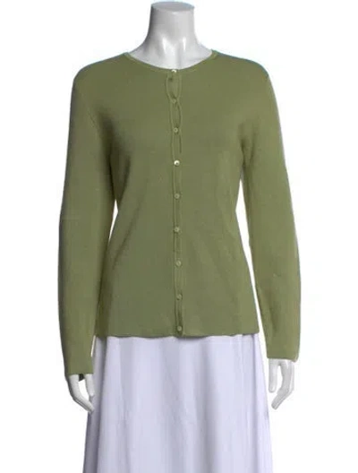 Pre-owned Neiman Marcus Silk Open Front Sweater In Green