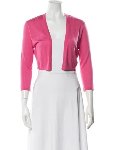 Pre-owned Neiman Marcus Silk Open Front Sweater In Pink