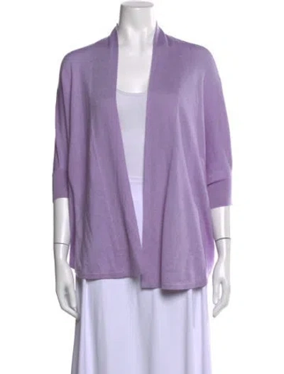 Pre-owned Neiman Marcus Silk Open Front Sweater In Purple