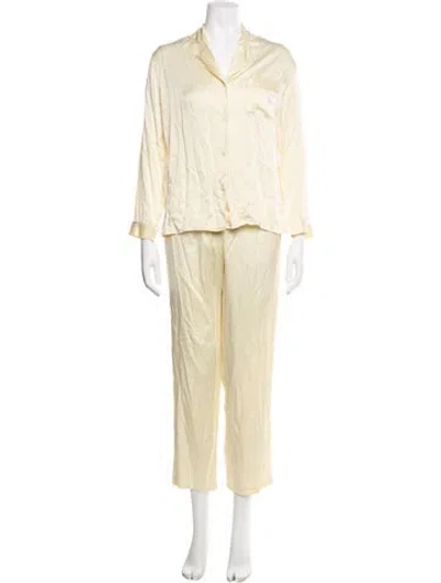 Pre-owned Neiman Marcus Silk Pant Set In Yellow