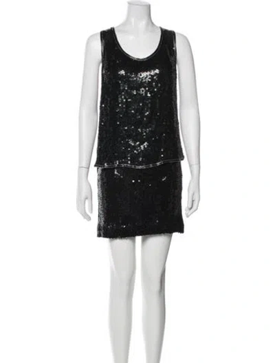 Pre-owned Neiman Marcus Silk Patterned Skirt Set In Black