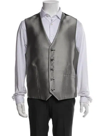 Pre-owned Neiman Marcus Silk Patterned Suit Vest In Grey