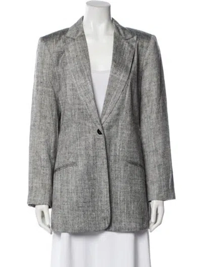 Pre-owned Neiman Marcus Silk Printed Blazer In Gray