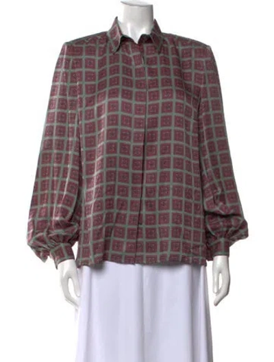 Pre-owned Neiman Marcus Silk Printed Blouse In Multicolor