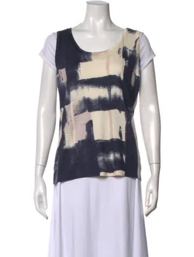Pre-owned Neiman Marcus Silk Printed Sweater In Blue