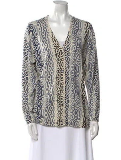 Pre-owned Neiman Marcus Silk Printed Sweater In Neutral
