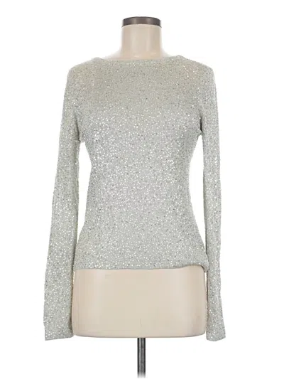 Pre-owned Neiman Marcus Silk Pullover Sweater In Silver