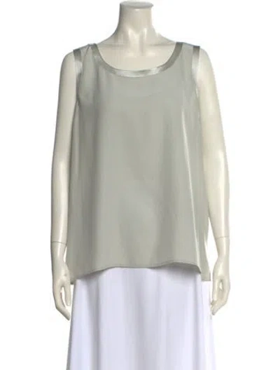Pre-owned Neiman Marcus Silk Scoop Neck Blouse In Gray