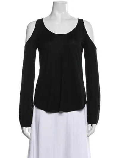 Pre-owned Neiman Marcus Silk Scoop Neck Sweater In Black
