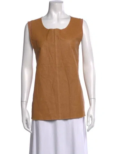 Pre-owned Neiman Marcus Silk Scoop Neck Sweater In Brown