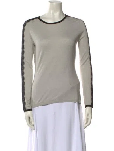 Pre-owned Neiman Marcus Silk Scoop Neck Sweater In Gray