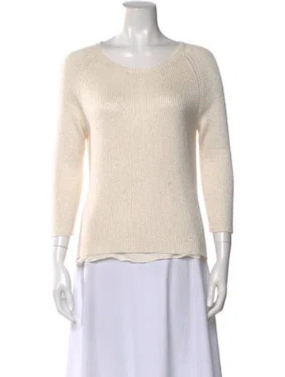 Pre-owned Neiman Marcus Silk Scoop Neck Sweater In Neutral