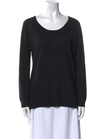 Pre-owned Neiman Marcus Silk Scoop Neck Sweatshirt In Black