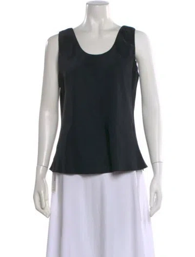 Pre-owned Neiman Marcus Silk Scoop Neck Top In Blue