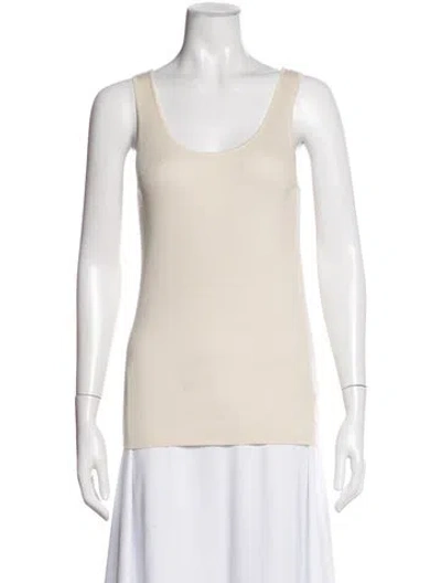 Pre-owned Neiman Marcus Silk Scoop Neck Top In Neutral