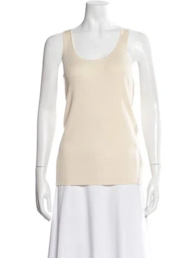 Pre-owned Neiman Marcus Silk Scoop Neck Top In Neutral