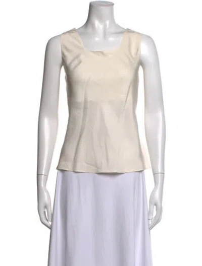 Pre-owned Neiman Marcus Silk Scoop Neck Top In Neutrals