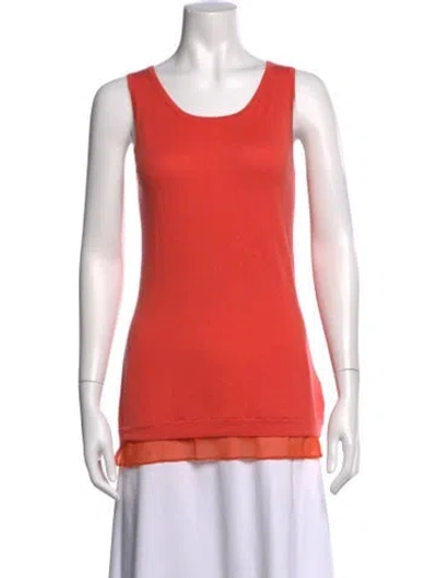 Pre-owned Neiman Marcus Silk Scoop Neck Top In Orange
